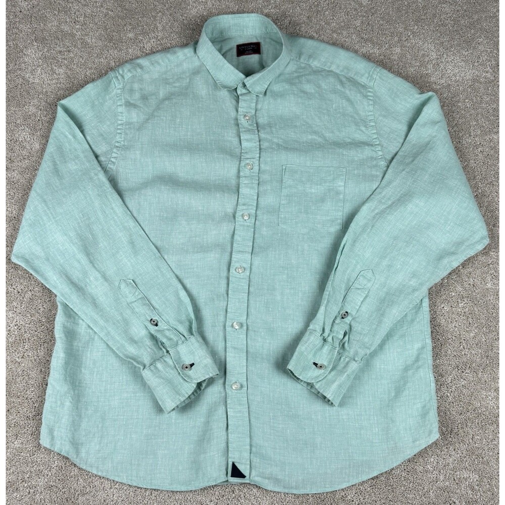 Untuckit 100% Linen Shirt Mens XL Light Green Wrinkle Resistant Casual Button Up